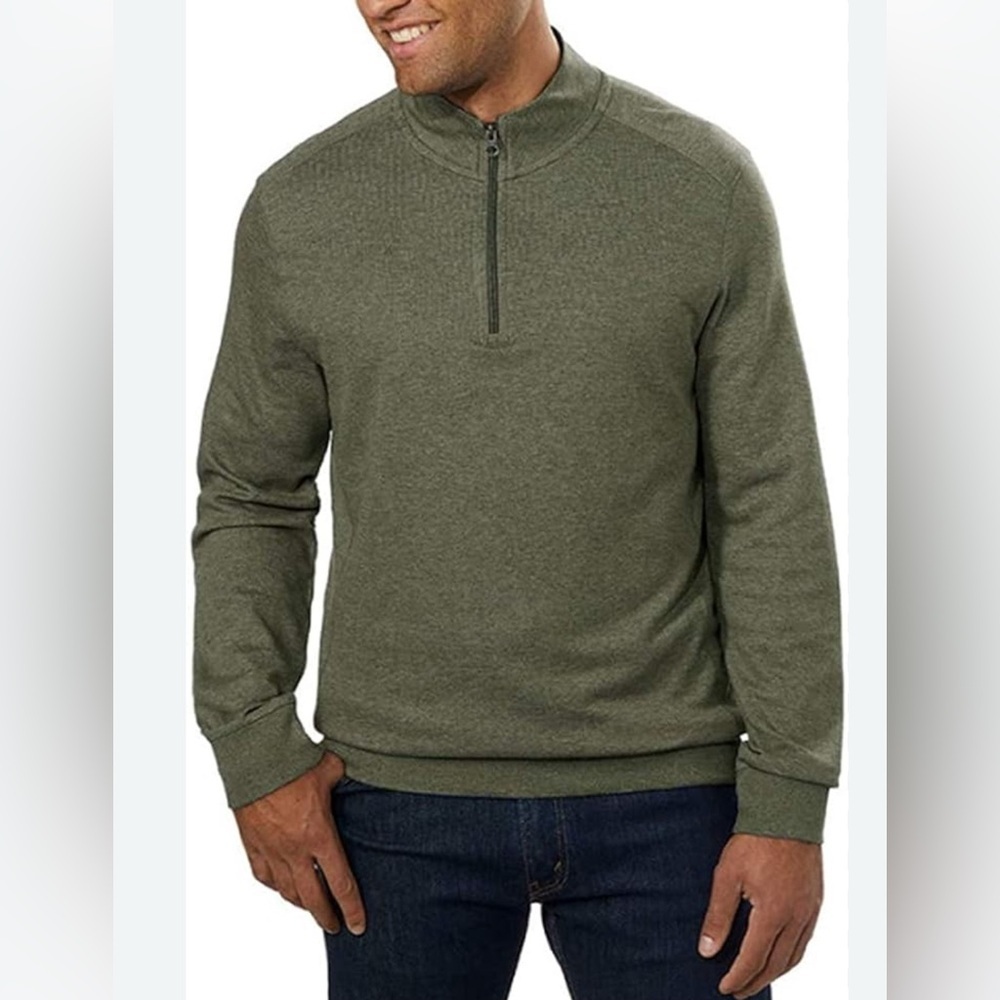 English Laundry Men’s Size Large Sweater Long Sleeve 1/4 Zip Green Pullover